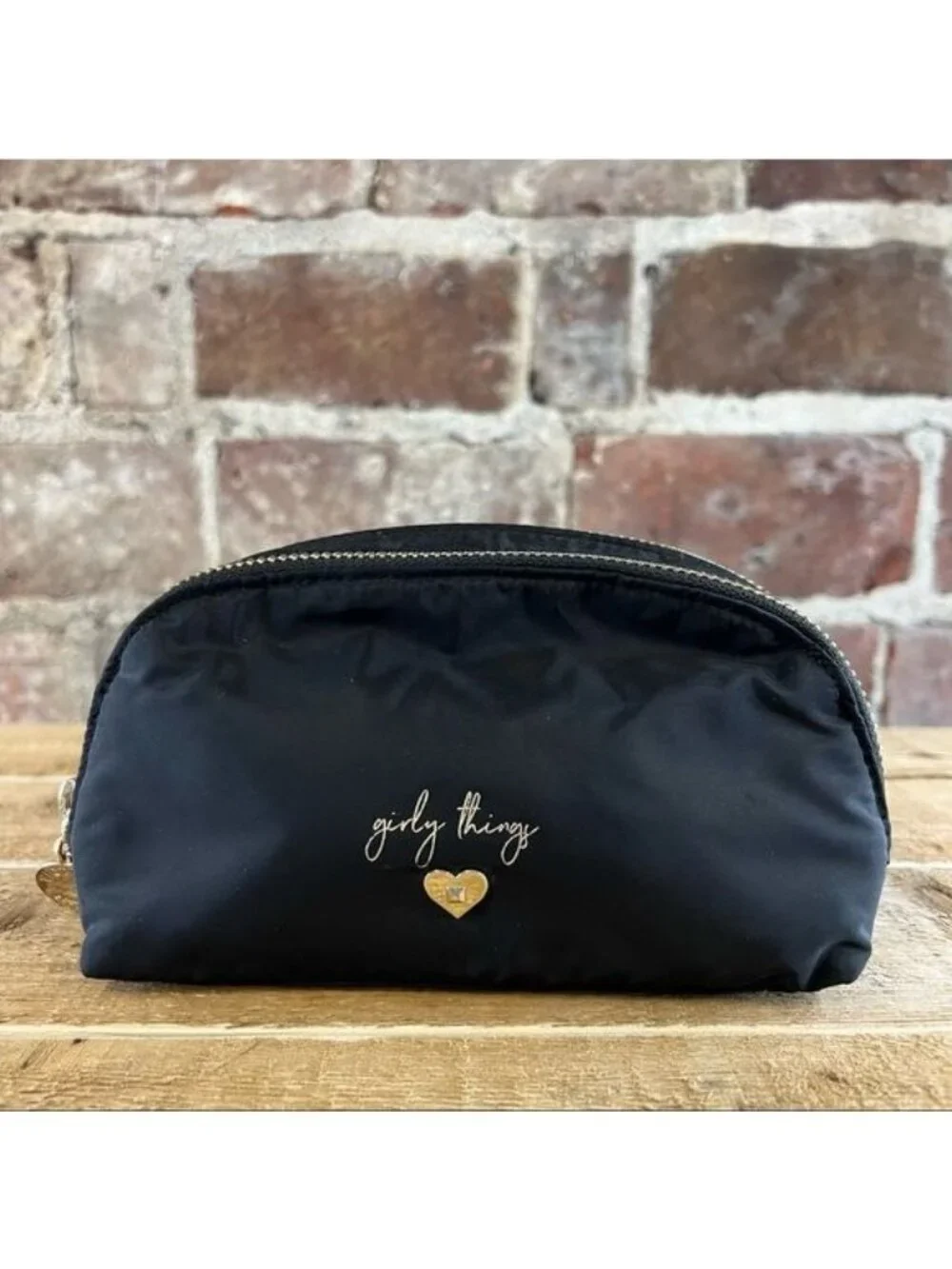 Victoria’s Secret Black Nylon with Gold Hardware Makeup Bags Set of 2